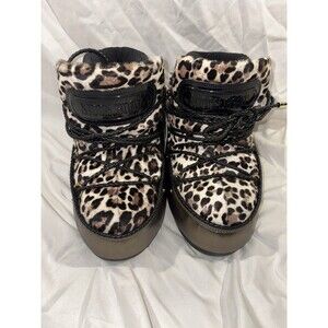 Rare Collab: Jimmy Choo x Moon Boot Leopard Print Buzz Snow Boots Sz 5/6 US